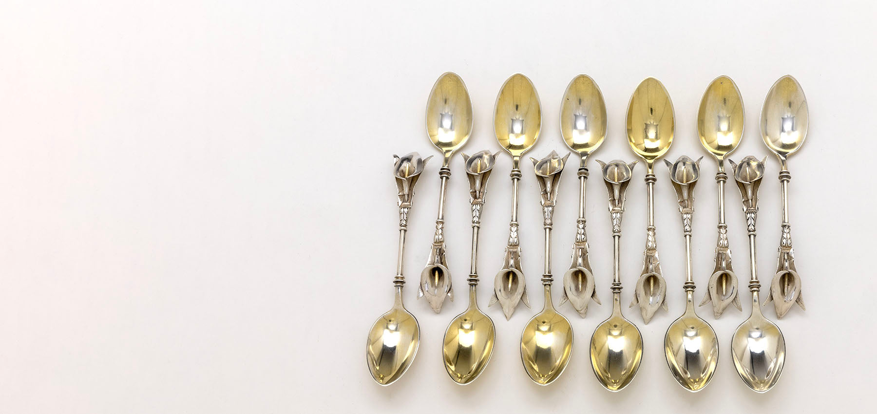 Whiting (attr) Antique Sterling Silver 'Calla Lily' Pattern Tea Spoons, NYC, NY, c. 1870s