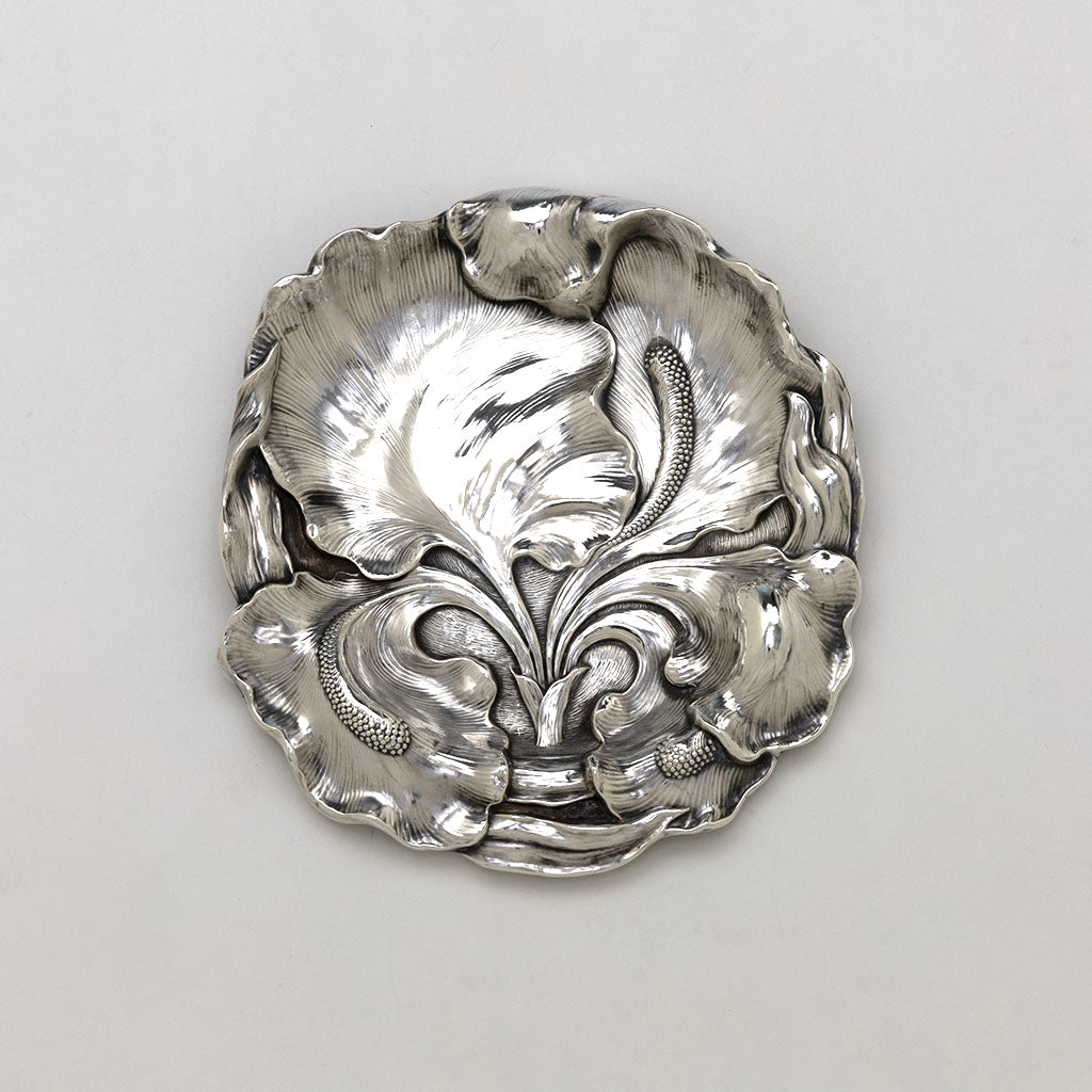 Unger Bros Antique Sterling Silver Iris Bon Bon Tray, Newark, NJ, c. 1900