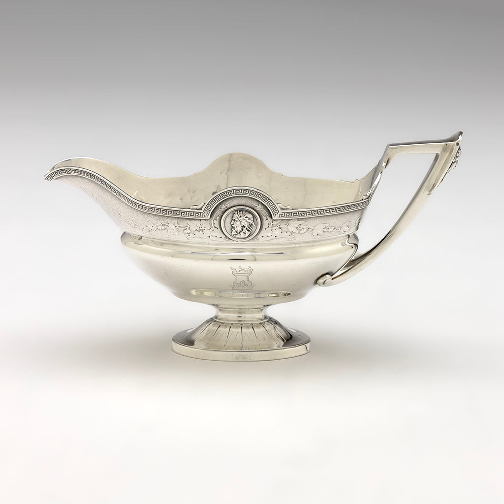 Gorham Antique Coin Silver 'Medallion' Gravy Boat, Providence, RI, c. 1868