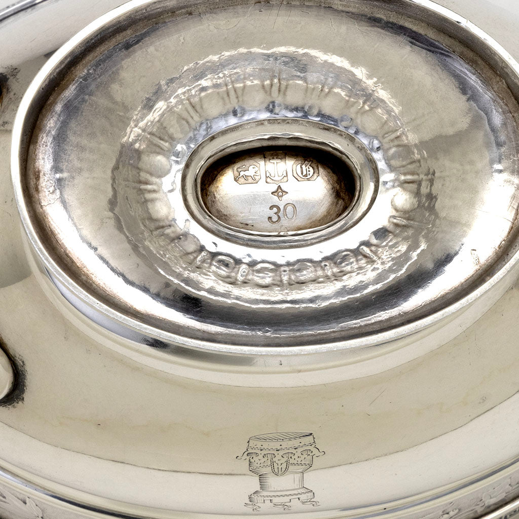 Marks on Gorham Antique Coin Silver &#39;Medallion&#39; Gravy Boat, Providence, RI, c. 1868