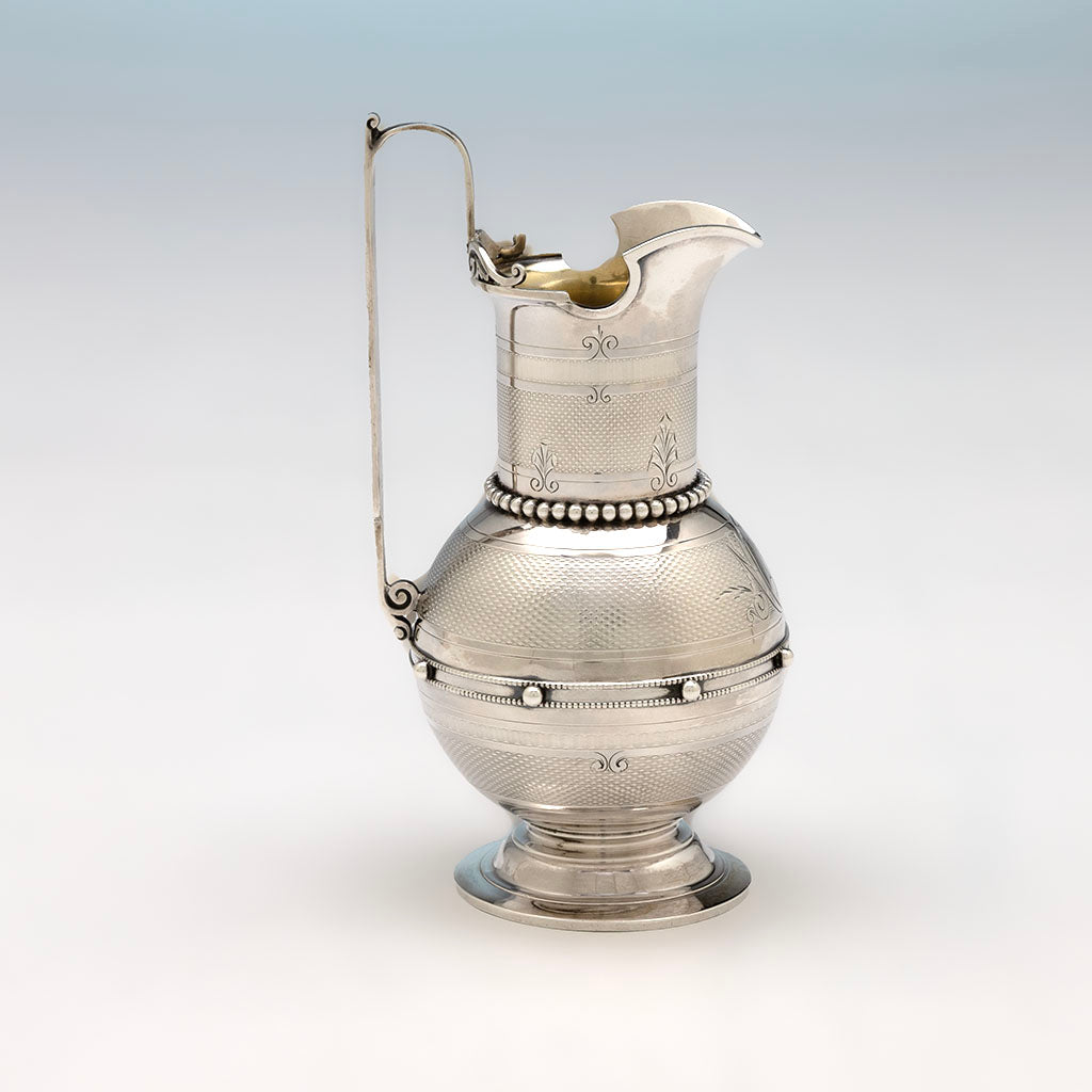 Creamer to Gorham Antique Coin Silver Butterfly Tea Set, Providence, RI, c. 1860