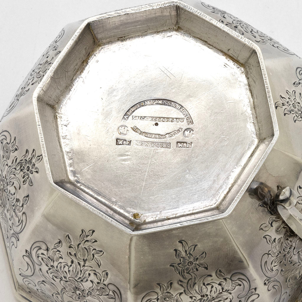 Marks on William Forbes for Ball, Tompkins and Black Antique Coin Silver Cup, NYC, New York, 1853