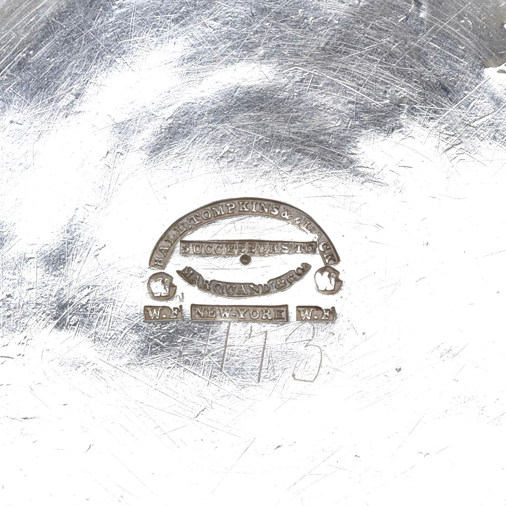 Marks on William Forbes for Ball, Tompkins and Black Antique Coin Silver Saucer, NYC, New York, 1853