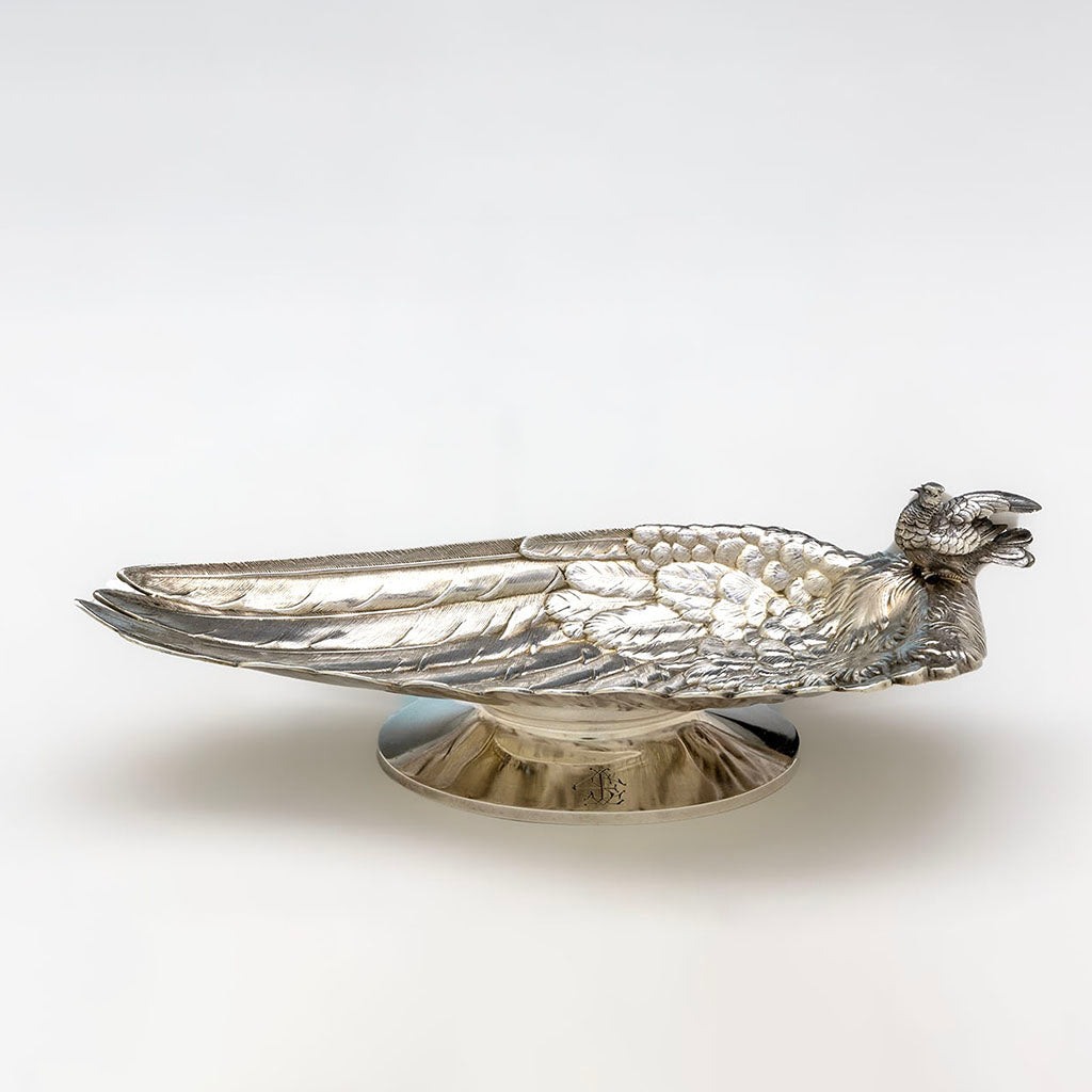 Side of Whiting Antique Sterling Silver Figural Bird Dish, New York City, c. 1870s