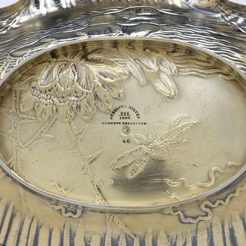 Marks on Durgin Antique Sterling Silver Aesthetic Dish, Concord, NH, c. 1870s