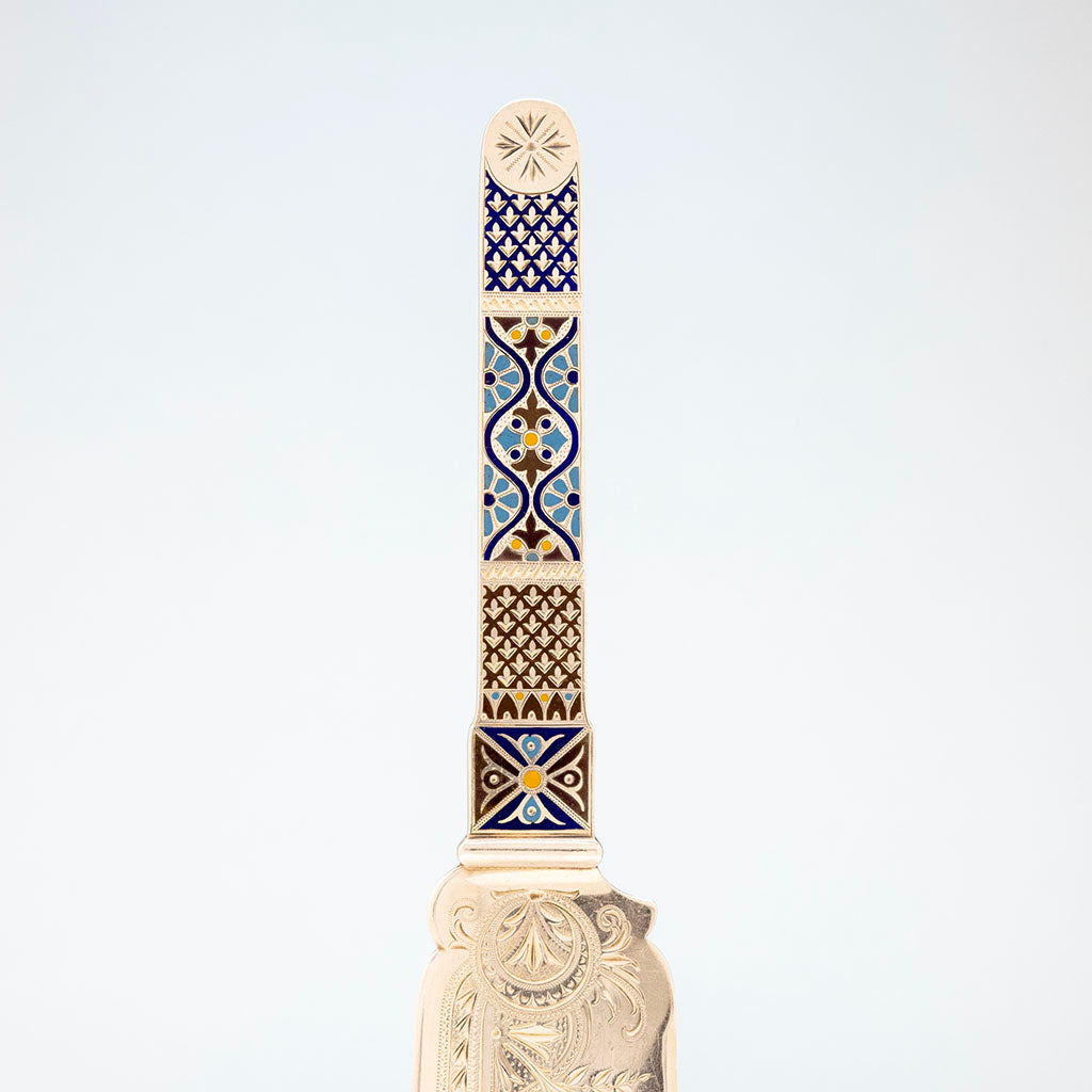 Enamel detail on Gorham Antique Sterling and Enamel Ice Cream Slice,  Providence, RI, c. 1885Gorham Antique Sterling and Enamel Ice Cream Slice,  Providence, RI, c. 1885