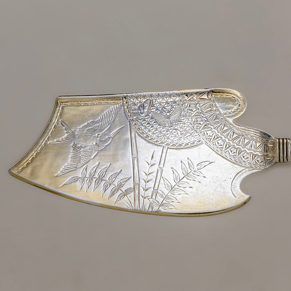 Blade detail of Gorham Antique Sterling and Other Metals Japanesque Ice Cream Hatchet, Providence, RI, c. 1880