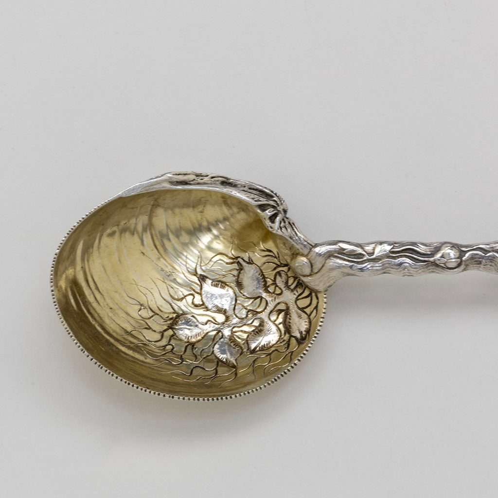Bowl of Gorham Antique Sterling Silver &#39;Hizen&#39; Pattern Preserve Spoon, Providence, RI, c. 1880