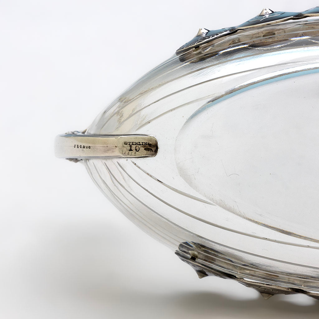 Marks on JE Caldwell(retailer) American Aesthetic Movement Sterling and Glass Viking Ship Form Butter Dish, c. 1880s
