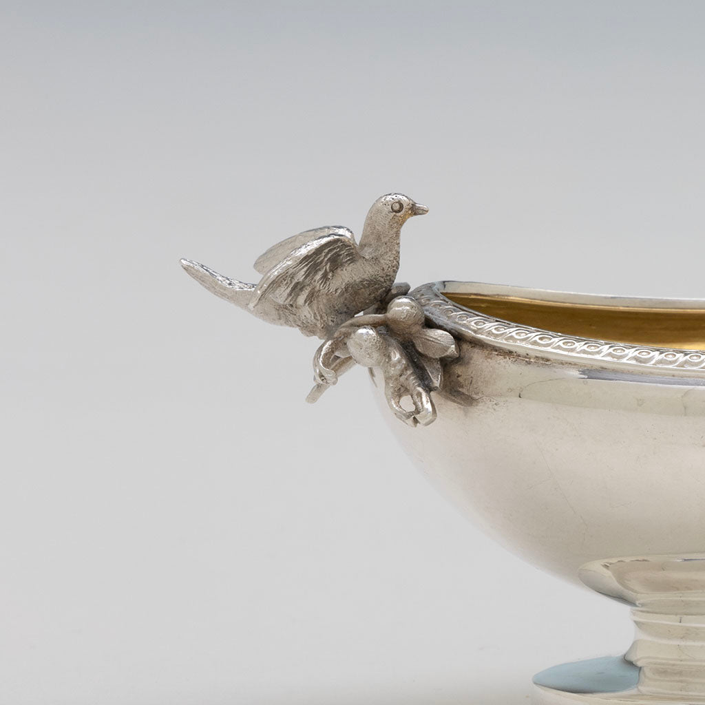 Bird 2 detail of Gorham Pair of Coin Silver Figural Master Salts, Providence, RI, c. 1862