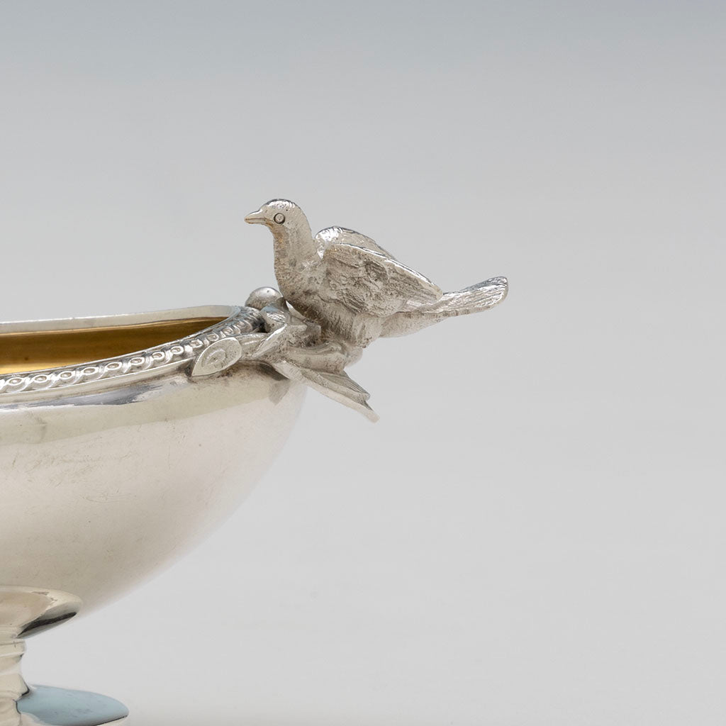 Bird 1 detail of Gorham Pair of Coin Silver Figural Master Salts, Providence, RI, c. 1862