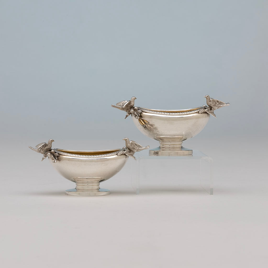 Gorham Pair of Coin Silver Figural Master Salts, Providence, RI, c. 1862