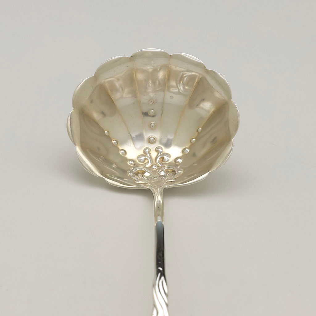 Bowl of Whiting &#39;Lily of the Valley&#39; Pattern Antique Sterling Soup Ladle, New York City, early 20th century