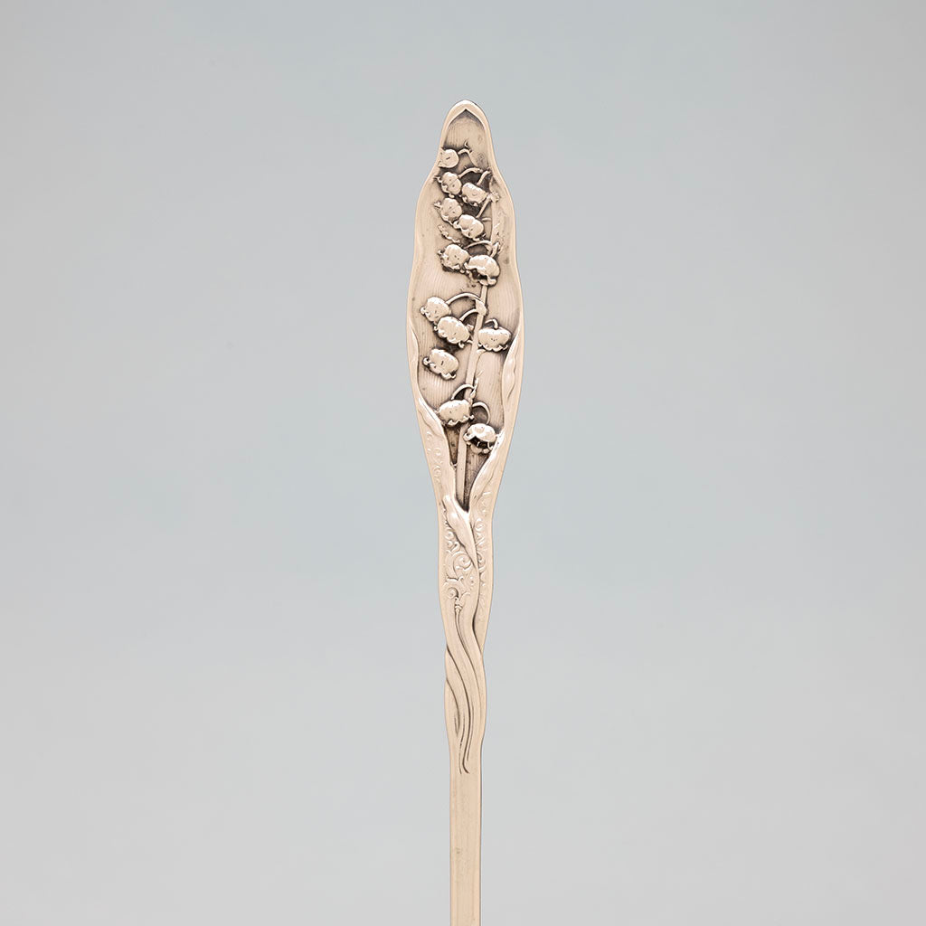 Detail of Whiting &#39;Lily of the Valley&#39; Pattern Antique Sterling Soup Ladle, New York City, early 20th century