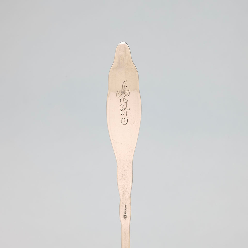 Monogram on Whiting &#39;Lily of the Valley&#39; Pattern Antique Sterling Soup Ladle, New York City, early 20th century