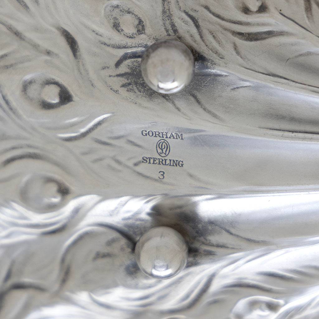 Marks on Pair of Durgin Sterling Silver Peacock Bon-bon Dishes, Concord, NH, c. 1920s
