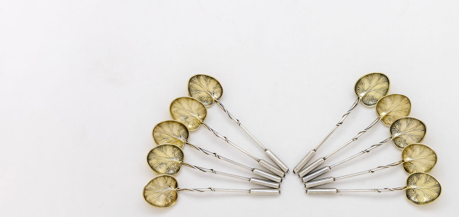 Set of 10 Durgin(attr) Antique Sterling Silver Cattail Tea/Coffee Spoons, Concord, NH, c. 1880s