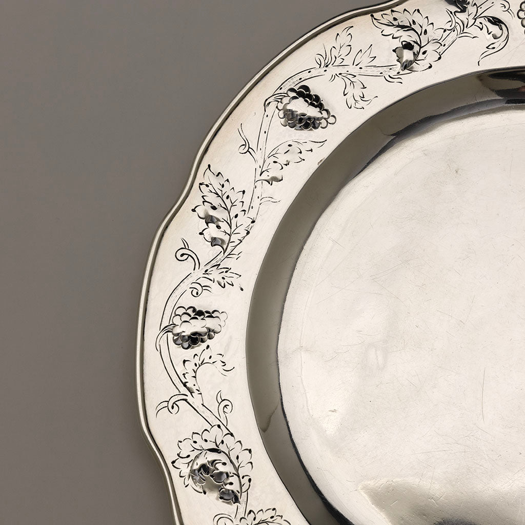 Detail of Gebelein Arts &amp; Crafts Sterling Silver Decorated Plate, Wellesley or Boston, MA, c. 1907
