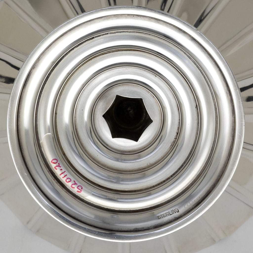 Underside of Hayes &amp; McFarland(attr) &#39;Sun Ray&#39; Art Deco Sterling Compote, Mt. Vernon, NY, c. 1928