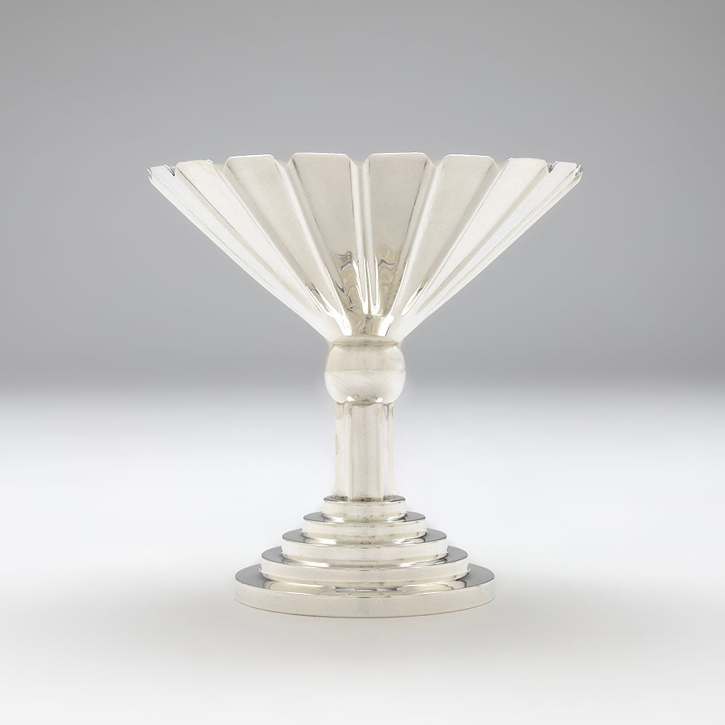 Side of Hayes &amp; McFarland(attr) &#39;Sun Ray&#39; Art Deco Sterling Compote, Mt. Vernon, NY, c. 1928