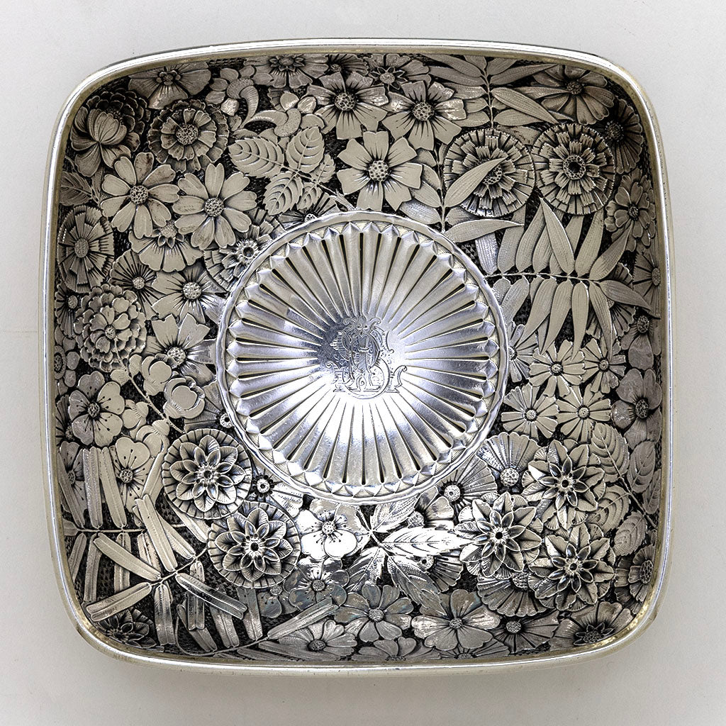 Small dish detail of Gorham Antique Sterling Silver Aesthetic Movement Centerpiece, Providence, RI, 1879