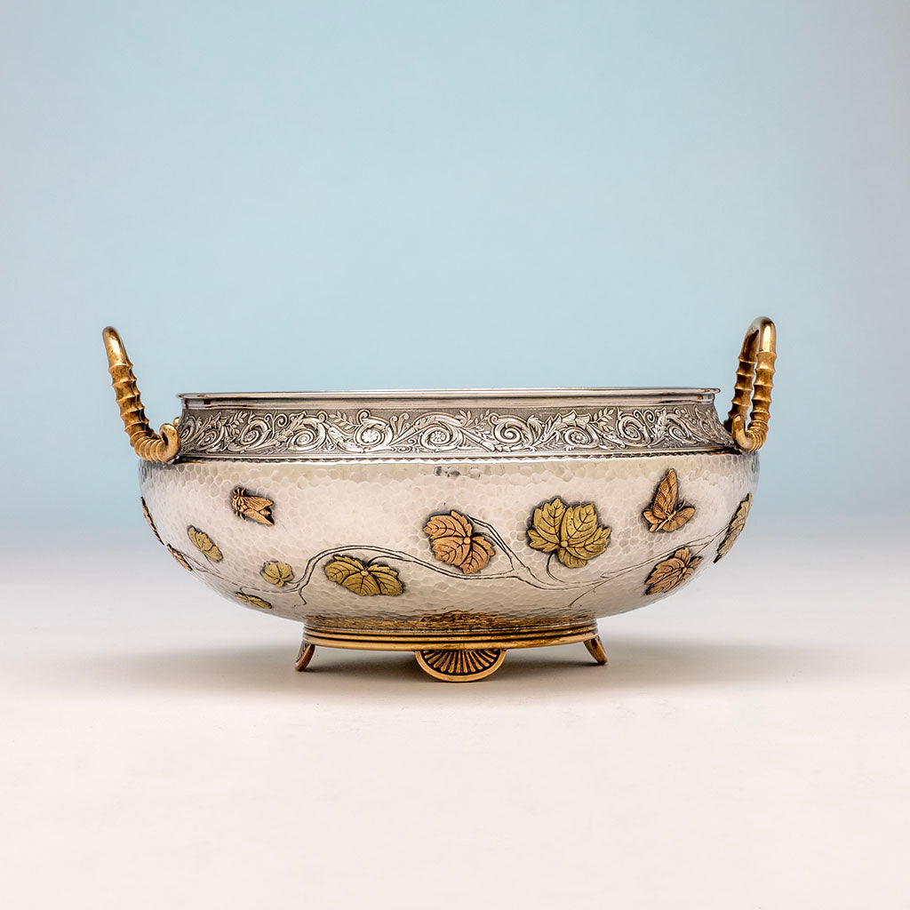 Gorham Antique Sterling Silver and Other Metals Aesthetic Movement Mixed Metals Centerpiece Bowl, 1879