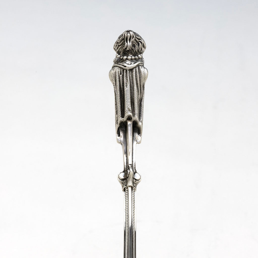 Back view of George Sharp Antique Silver Figural Punch Ladle, Philadelphia, PA, c. 1866