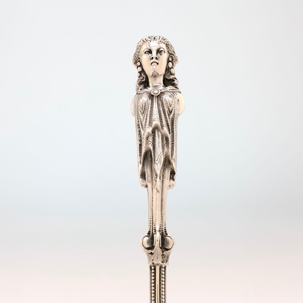 Front view of George Sharp Antique Silver Figural Punch Ladle, Philadelphia, PA, c. 1866