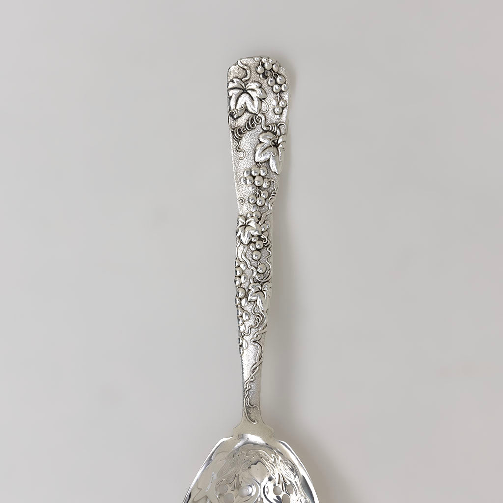 Detail of Tiffany &amp; Co Antique Sterling Silver &#39;Grapevine&#39; Pattern Ice Spoon, NYC, NY, c. 1870s