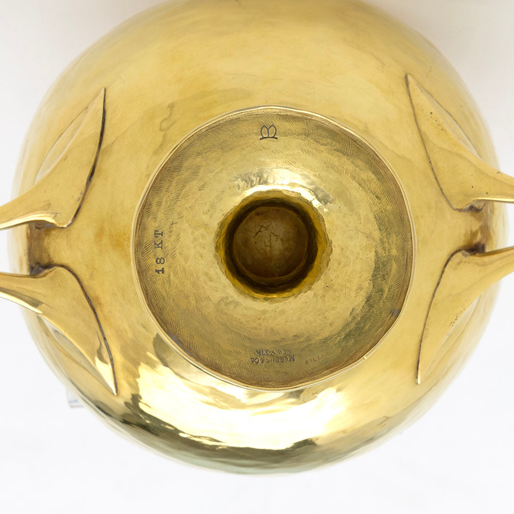 Marcus &amp; Co. Handwrought Arts &amp; Crafts 18 Karat Gold 2-handled Cup, New York City, NY, c. 1917