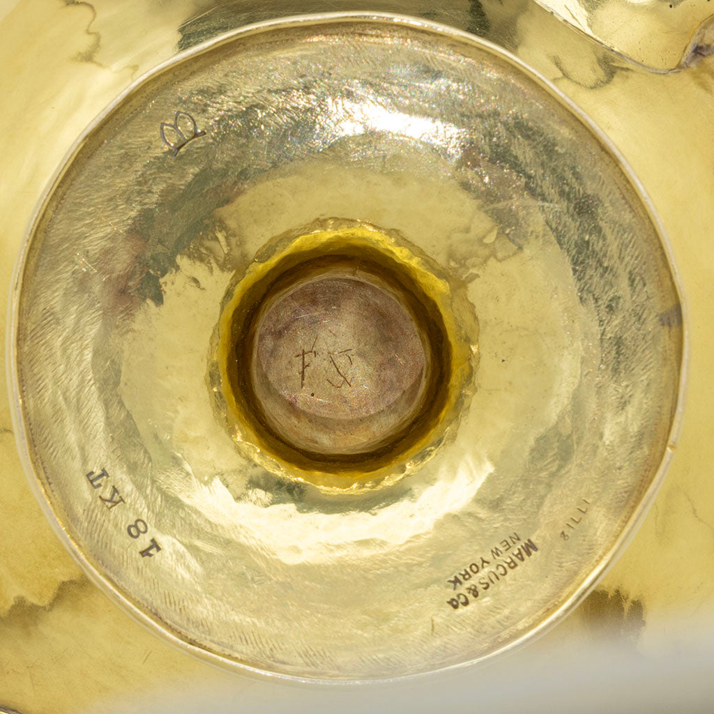 Marcus &amp; Co. Handwrought Arts &amp; Crafts 18 Karat Gold 2-handled Cup, New York City, NY, c. 1917