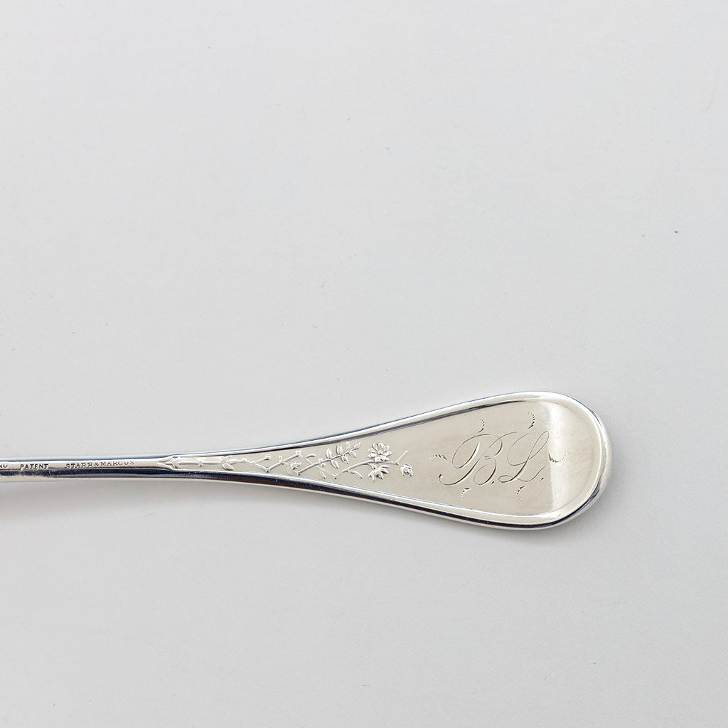 Monogram on John Wendt Antique Sterling Silver &#39;Bird&#39; Ice Serving Spoon, NYC, NY, c. 1870s