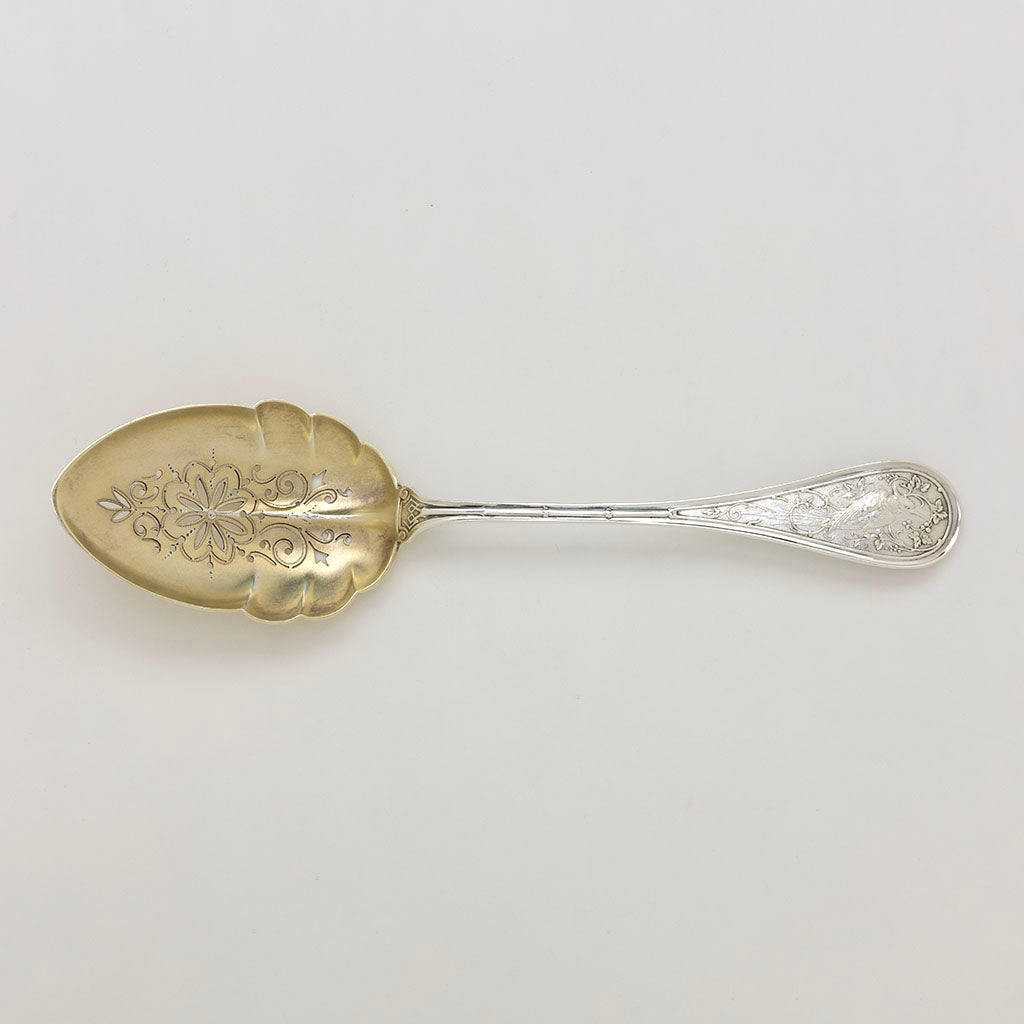 Top view of John Wendt Antique Sterling Silver &#39;Bird&#39; Ice Serving Spoon, NYC, NY, c. 1870s