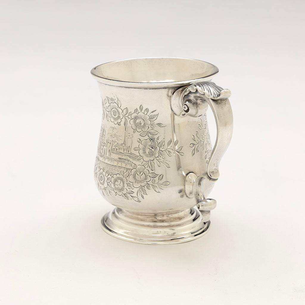 Handle of Taylor &amp; Lawrie Antique Coin Silver Cup, Philadelphia, PA, 1851