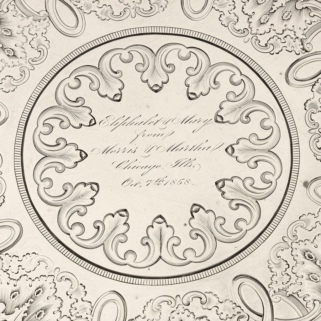 Inscription on Tiffany &amp; Co. Antique Sterling Silver Footed Salver, NYC, NY, 1858