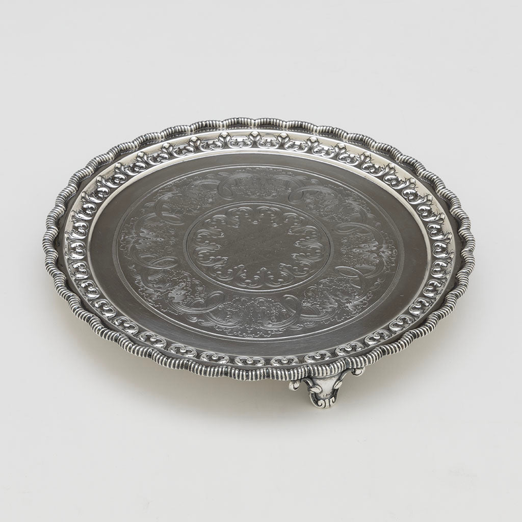Side of Tiffany &amp; Co. Antique Sterling Silver Footed Salver, NYC, NY, 1858