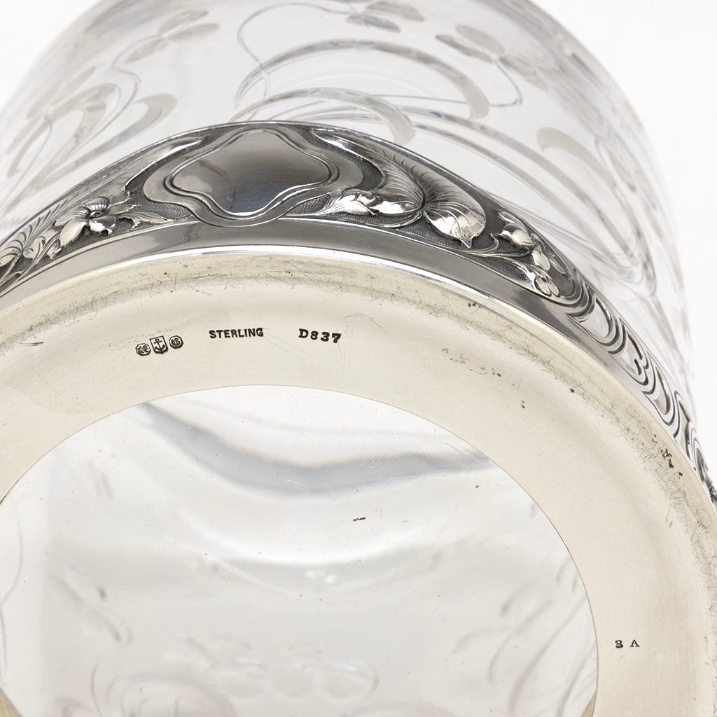 Marks on Gorham Antique Sterling Silver and Hoare Glass &#39;Cigar Jar&#39;, Providence, RI, 1901