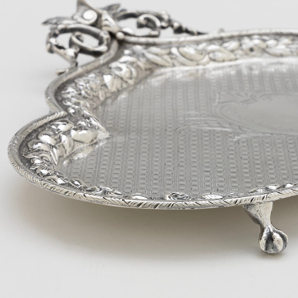 Detail of Dominick &amp; Haff Antique Sterling Silver Footed Shaped Tray, NYC, NY, 1876
