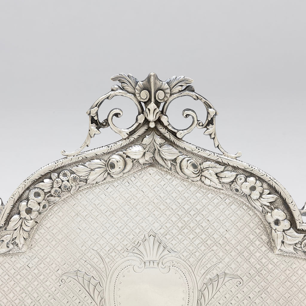 Handle to Dominick &amp; Haff Antique Sterling Silver Footed Shaped Tray, NYC, NY, 1876