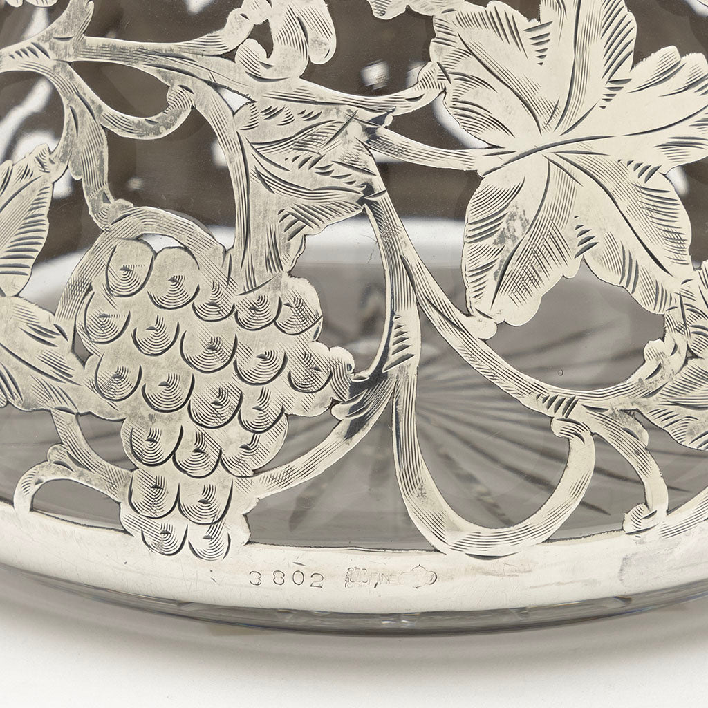 Marks on Alvin Antique Sterling Silver Overlay Clear Glass Pitcher, Sag Harbor, NY, c. 1905