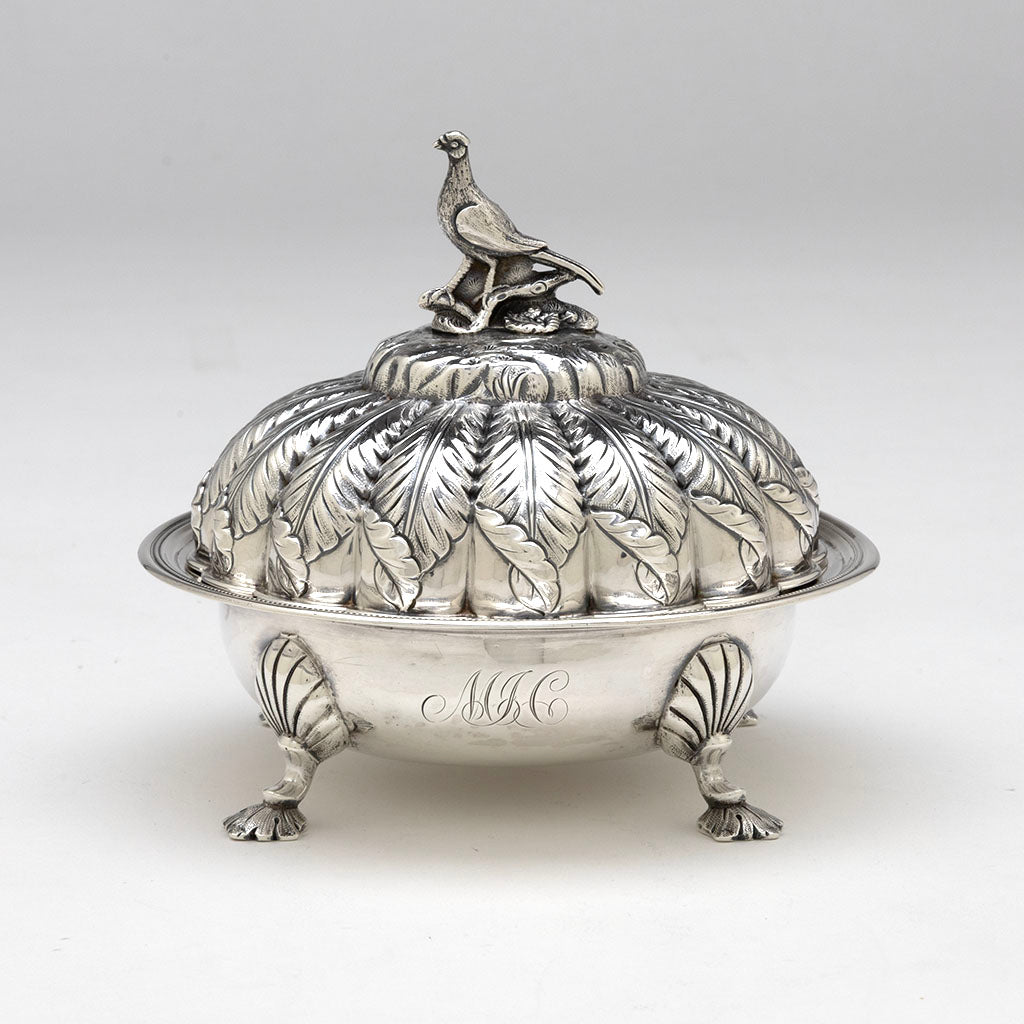Woodward &amp; Grosjean Antique Coin Silver Butter Dish, Boston, MA, c. 1845-50