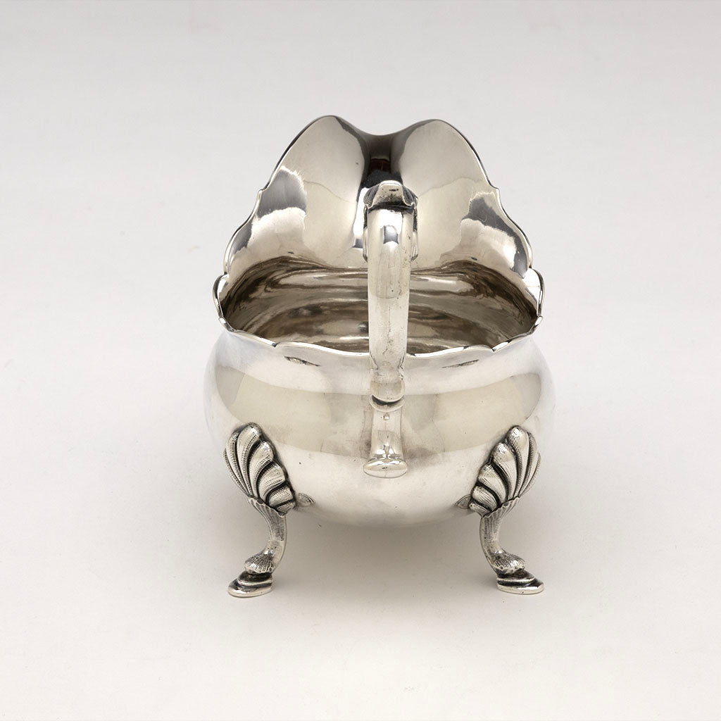 Back of Vincent Laforme Antique Coin Silver Sauce Boat, Boston, MA, c. 1854-59