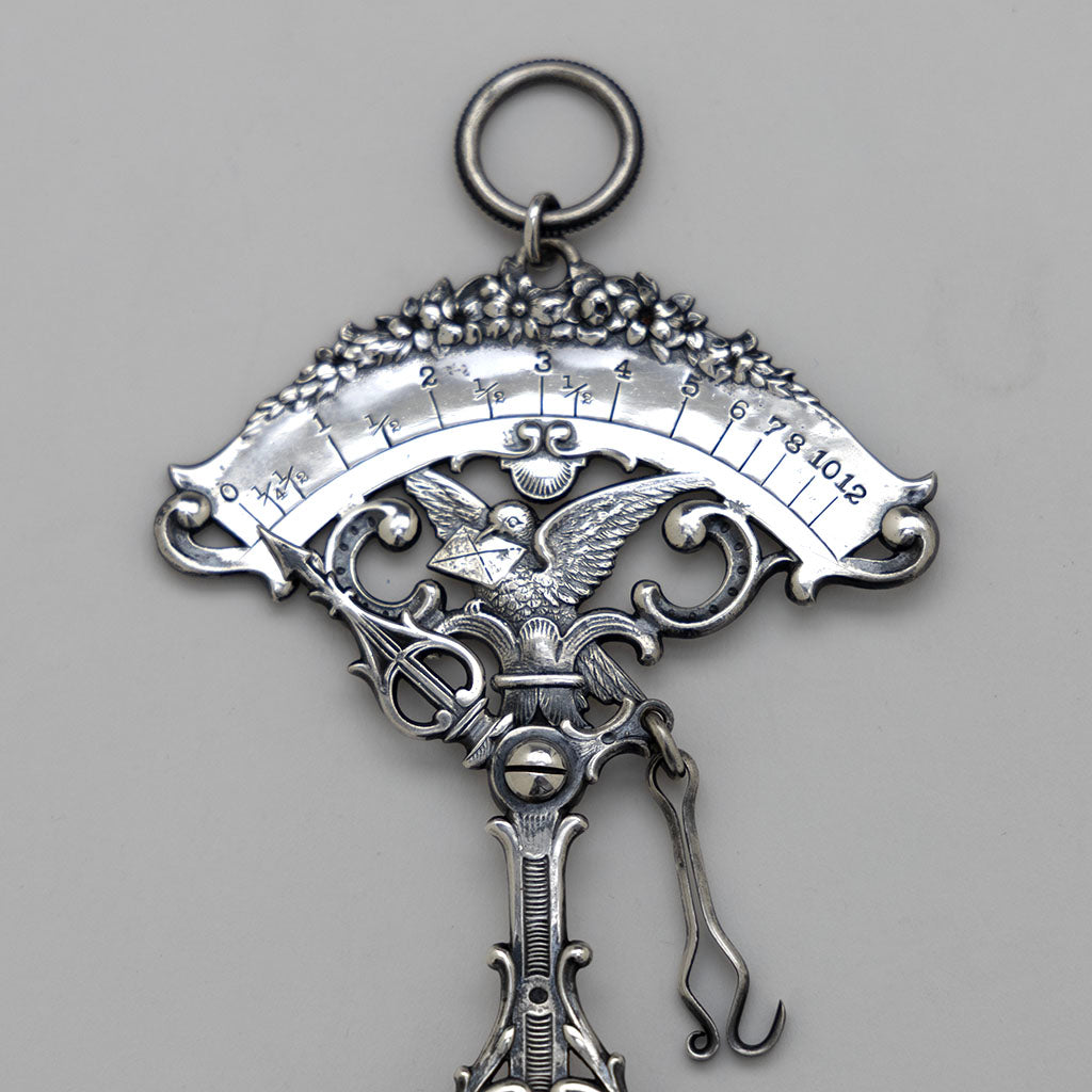 Detail of Gorham Antique Sterling Silver Letter Scale, Providence, RI, 1891