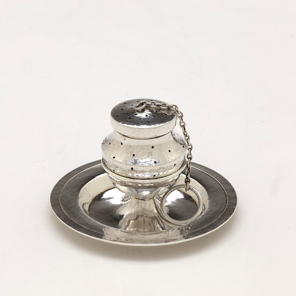 Marshall Field &amp; Co. Sterling Silver Arts &amp; Crafts Tea Ball and Stand, Chicago, 1903-1920s