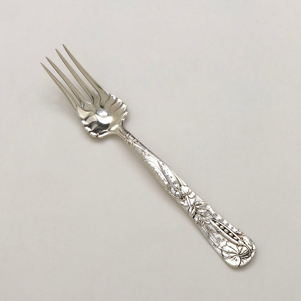 Tiffany and Co Antique Sterling Silver Peapod Vine Pattern Cold Meat Fork, NYC, c. 1880s