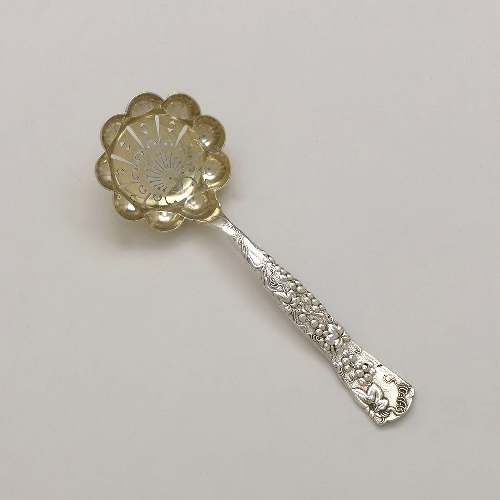 Tiffany and Co Antique Sterling Silver Vine Pattern Sugar Sifter, NYC, c. 1880s