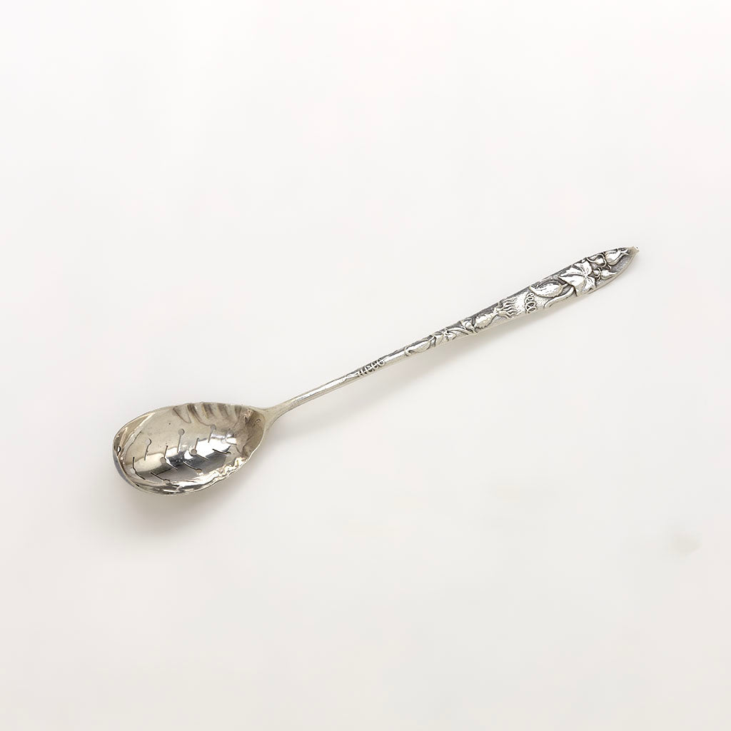 Tiffany & Co Antique Sterling Silver Squash Vine Pattern Olive Spoon, NYC, c. 1880s