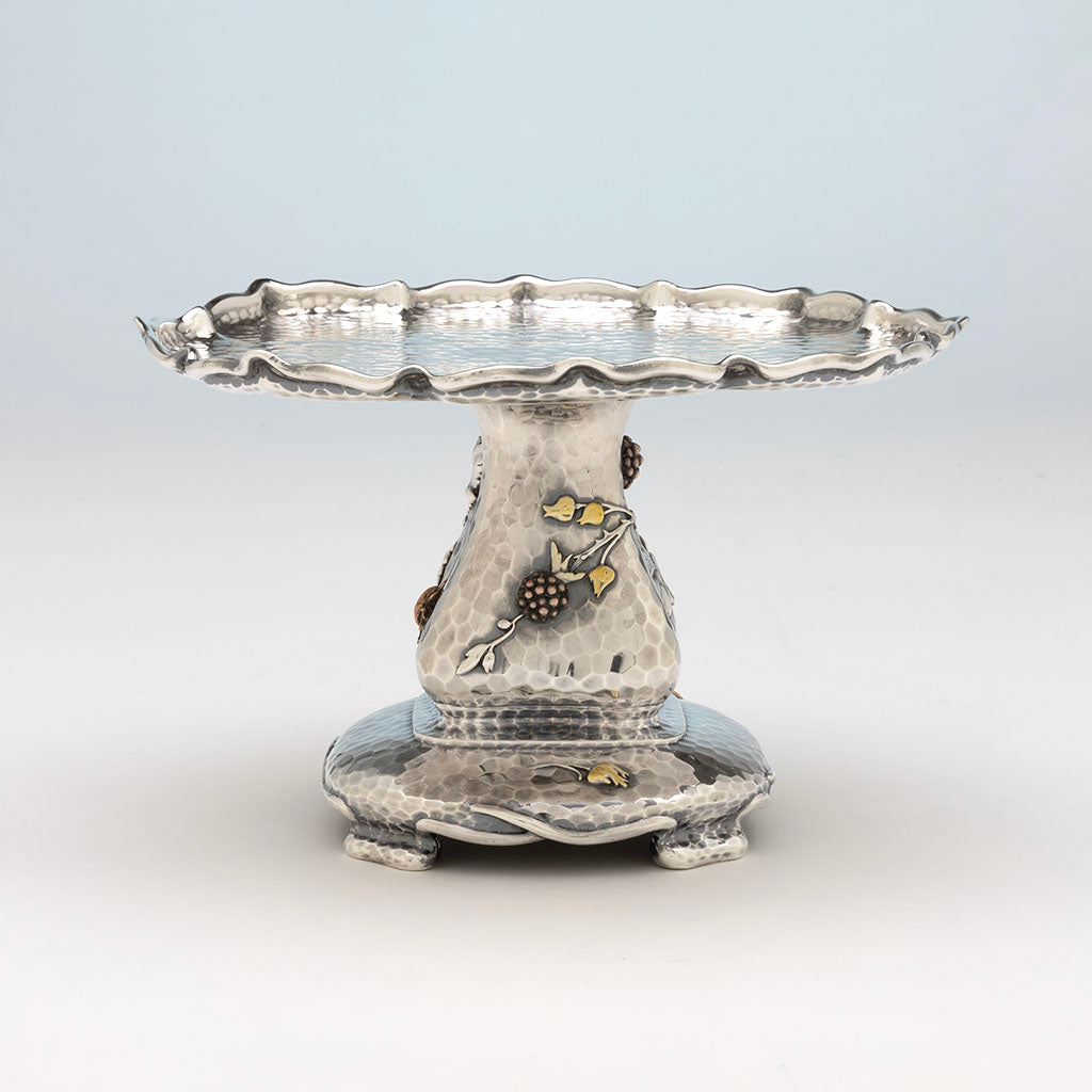 Blackberry detail on Tiffany &amp; Co Sterling Silver &amp; Other Metals Tazza, NYC, NY, c. 1883