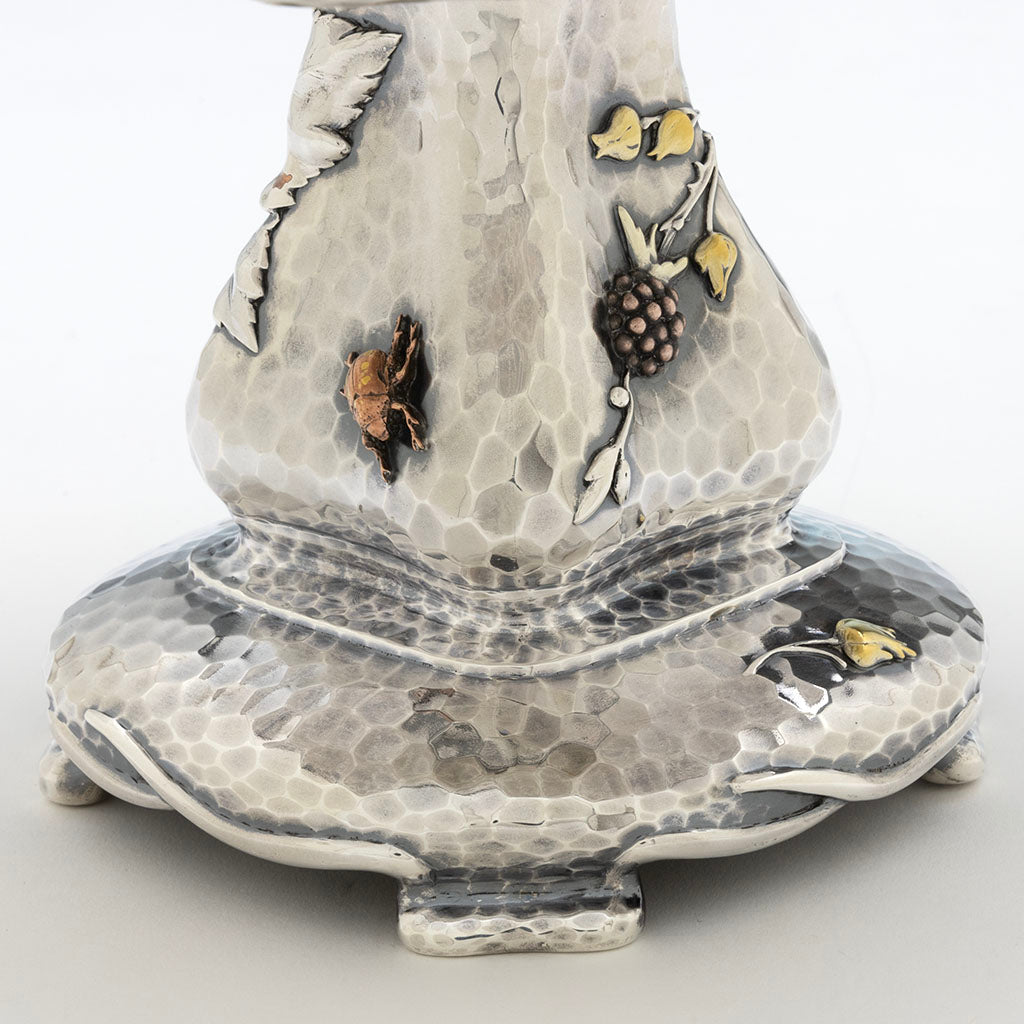 Base detail of Tiffany &amp; Co Sterling Silver &amp; Other Metals Tazza, NYC, NY, c. 1883