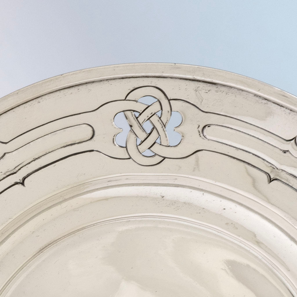 Detail of Arthur Stone Arts &amp; Crafts Sterling Silver Pierced Dish, Gardner, MA, c. 1910-37